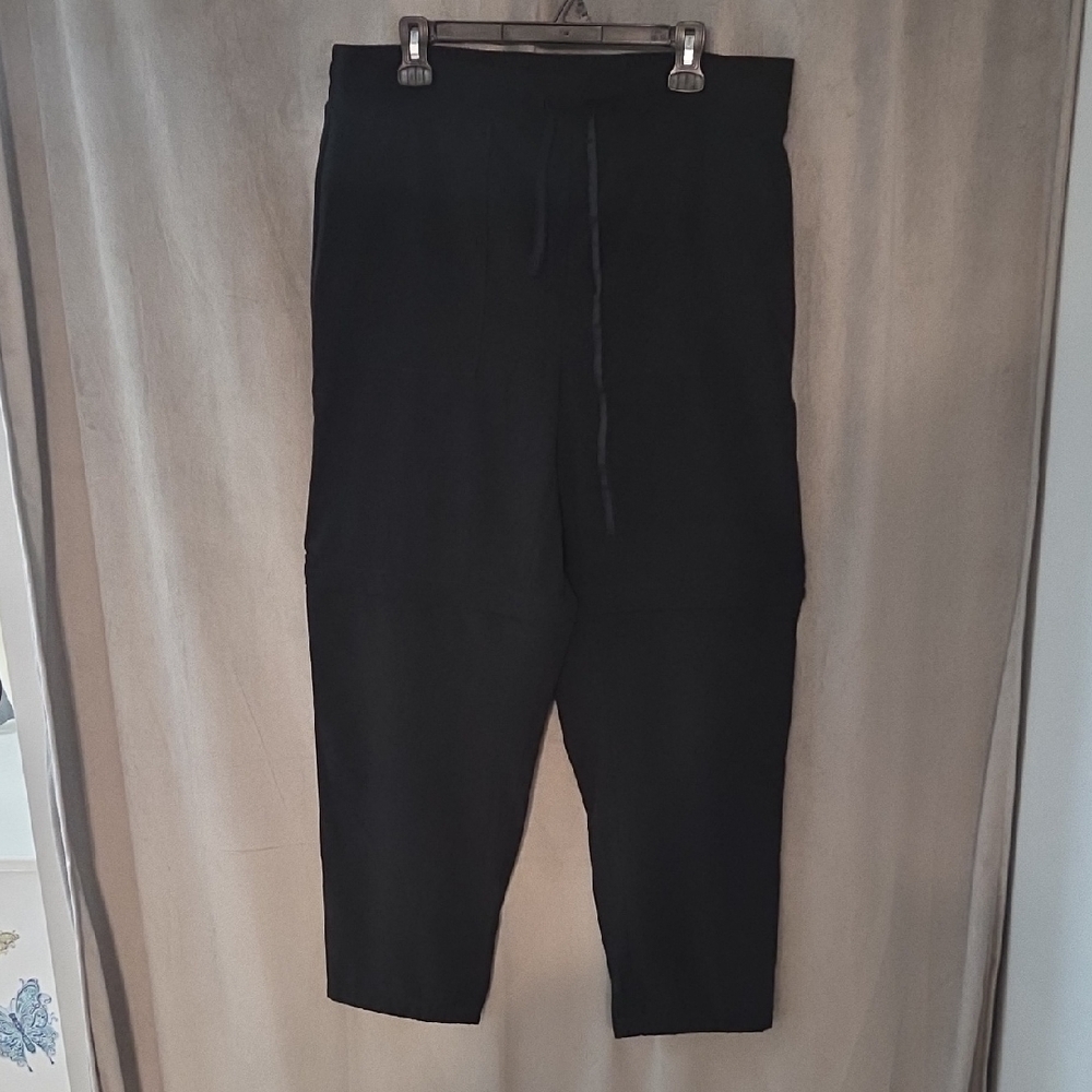 Nola 1X Black Drawstring Track Joggers With Zip Off Legs To Shorts